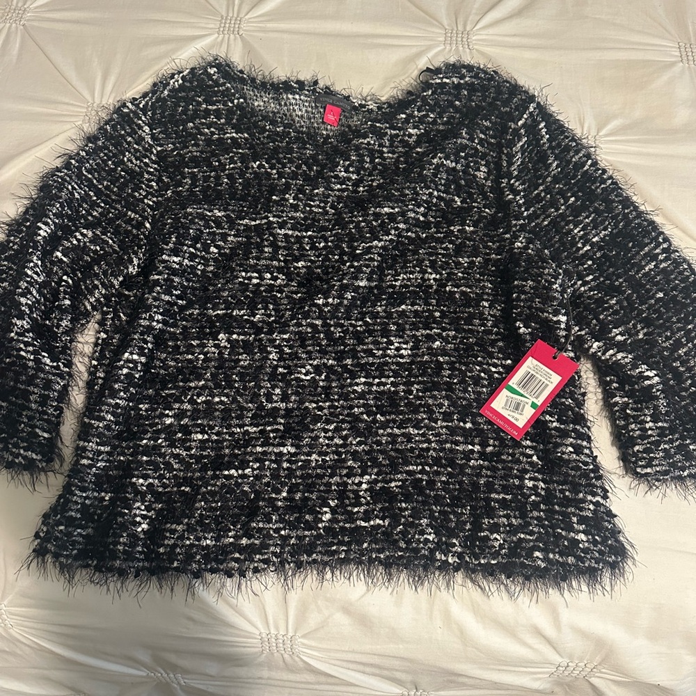 Vince Camuto Textured Black and White Sweater